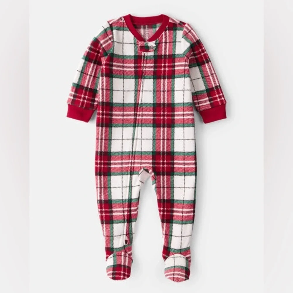 Carter's Red and White Plaid Footed One Piece Pajama Size 4T
